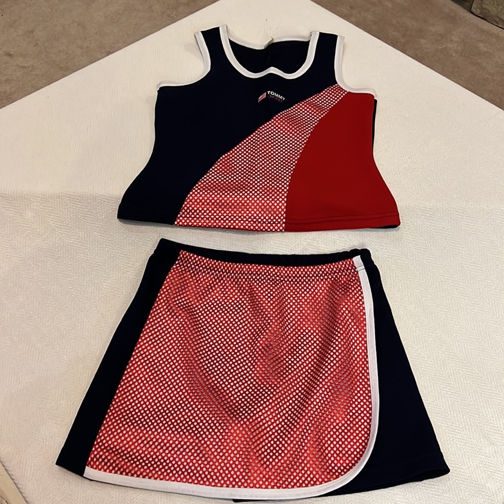 WOMENS VINTAGE TOMMY SPORT 2 PIECE TANK AND SKORT OUTFIT - XL